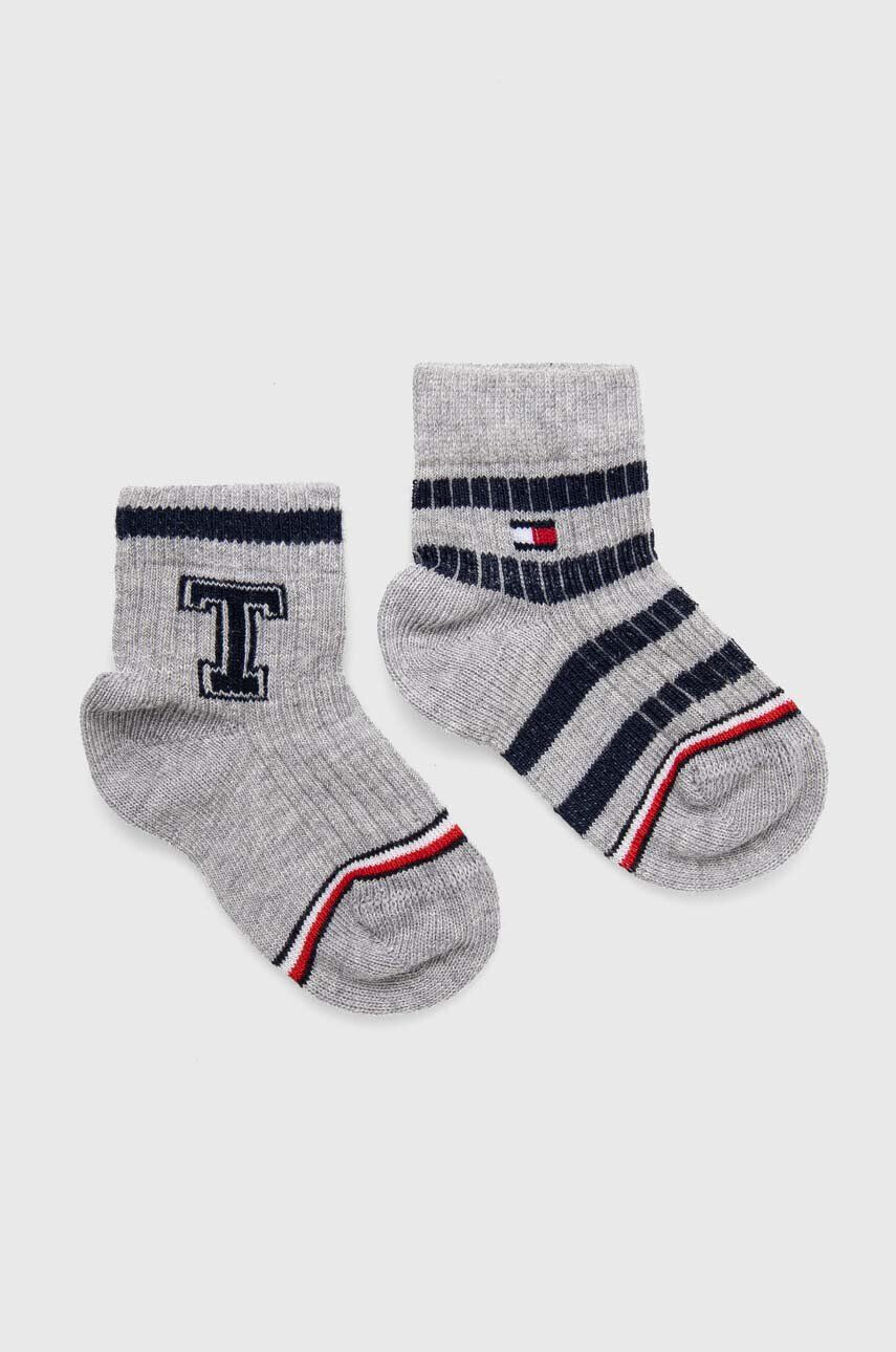 Tommy Hilfiger Detské ponožky 2-pak šedá farba - Pepit.sk