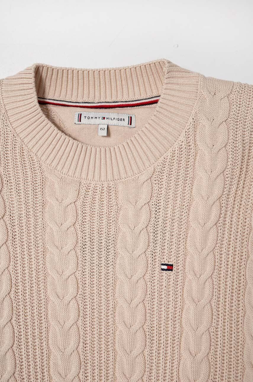 Tommy Hilfiger Detský bavlnený sveter béžová farba - Pepit.sk