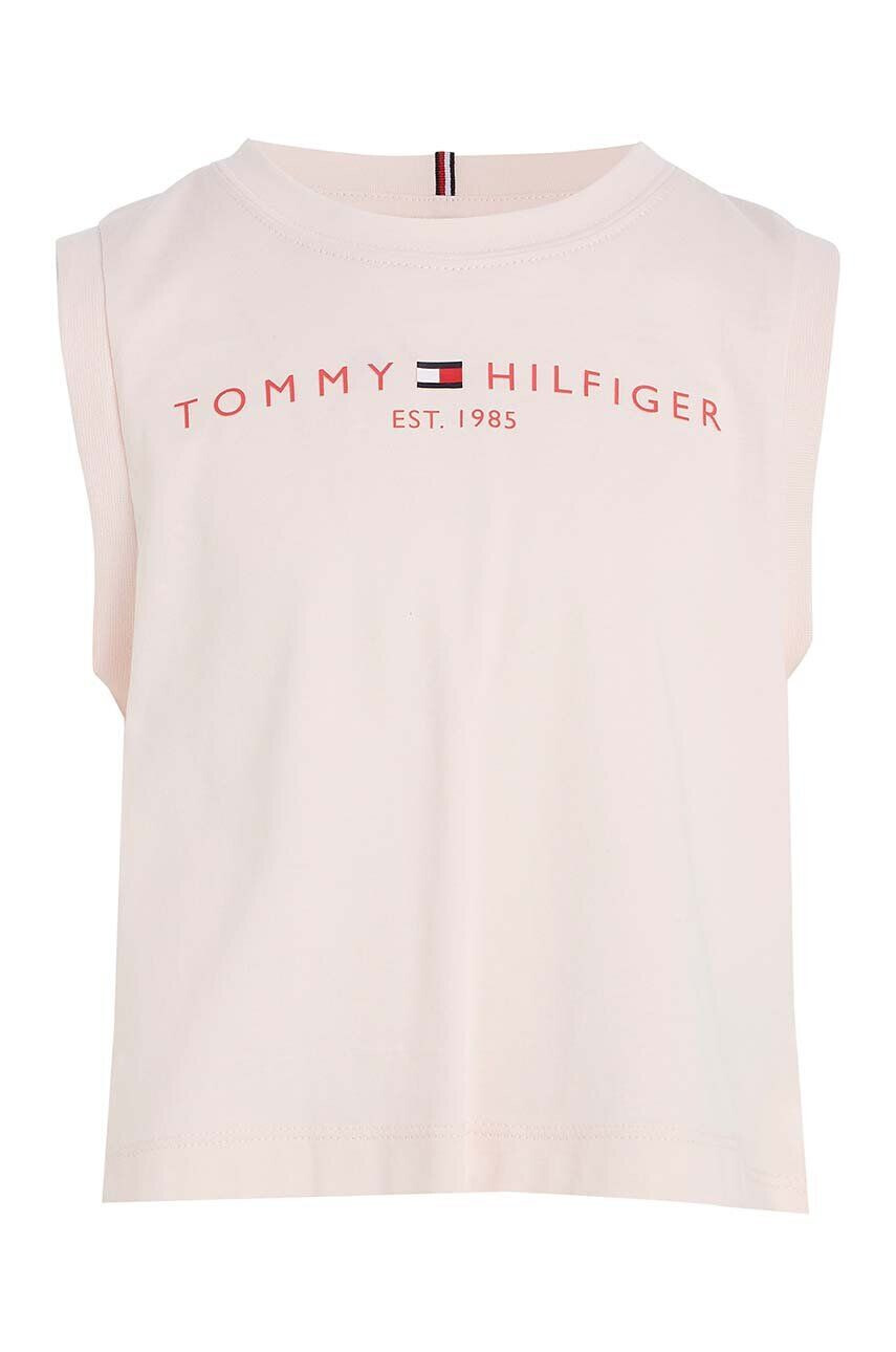 Tommy Hilfiger Detský bavlnený top ružová farba - Pepit.sk