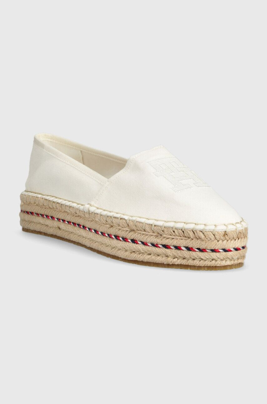 Tommy Hilfiger Espadrilky TH EMBROIDERED FLATFORM béžová farba na platforme FW0FW07014 - Pepit.sk