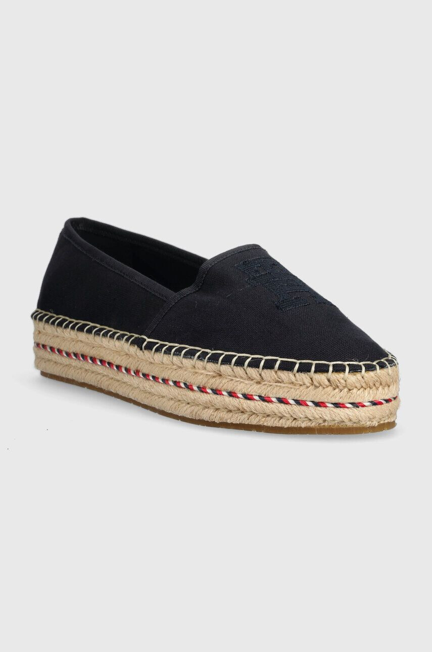 Tommy Hilfiger Espadrilky TH EMBROIDERED FLATFORM tmavomodrá farba na platforme FW0FW07014 - Pepit.sk