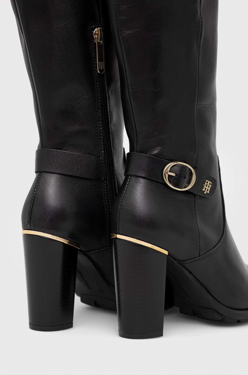 Tommy Hilfiger Kožené čižmy Belt High Heel Longboot - Pepit.sk