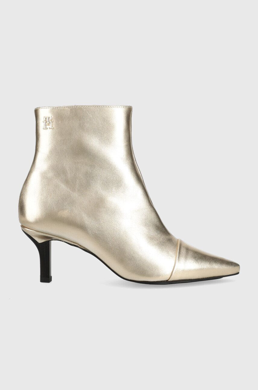 Tommy Hilfiger Kožené členkové topánky FW0FW07048 POINTY HEEL BOOT GOLD - Pepit.sk