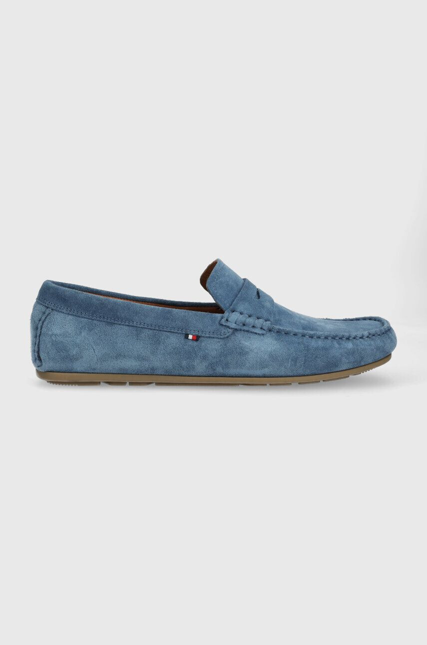 Tommy Hilfiger Kožené mokasíny CASUAL HILFIGER SUEDE DRIVER pánske zelená farba FM0FM04271 - Pepit.sk