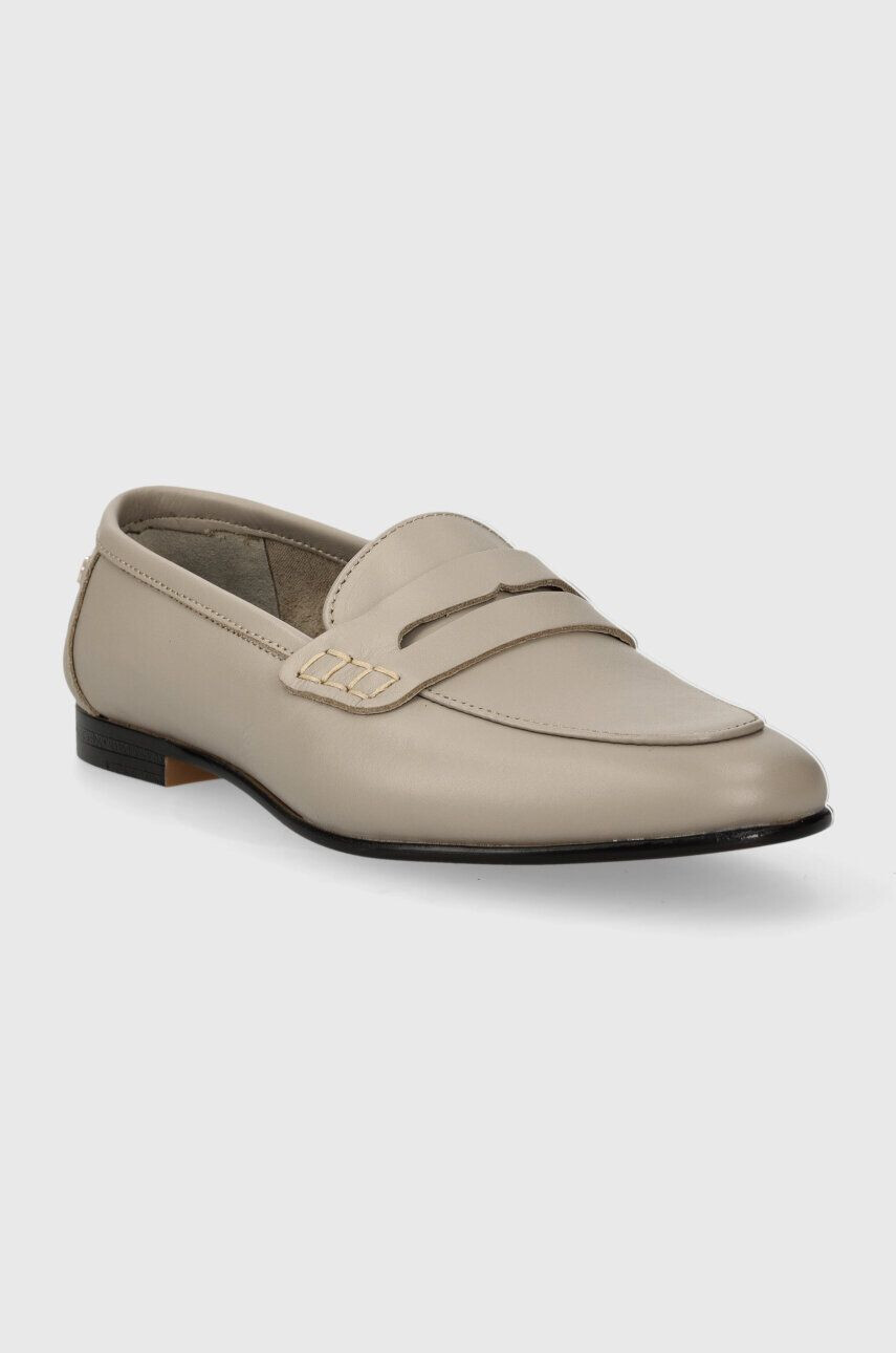 Tommy Hilfiger Kožené mokasíny ESSENTIAL LEATHER LOAFER dámske béžová farba na plochom podpätku FW0FW07769 - Pepit.sk