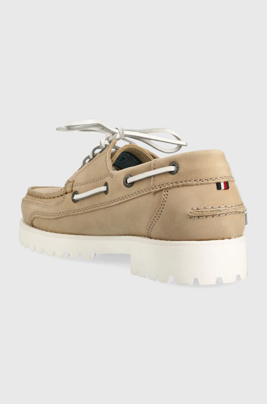 Tommy Hilfiger Kožené mokasíny PREMIUM CLEATED W BOAT SHOE dámske béžová farba na plochom podpätku FW0FW07128 - Pepit.sk