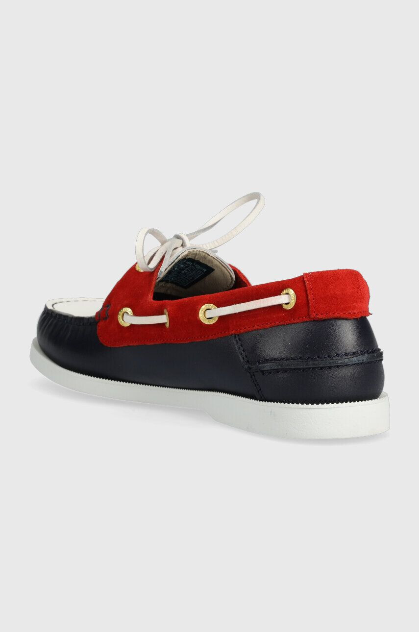 Tommy Hilfiger Kožené mokasíny TH BOAT SHOE RWB dámske červená farba na plochom podpätku FW0FW07169 - Pepit.sk