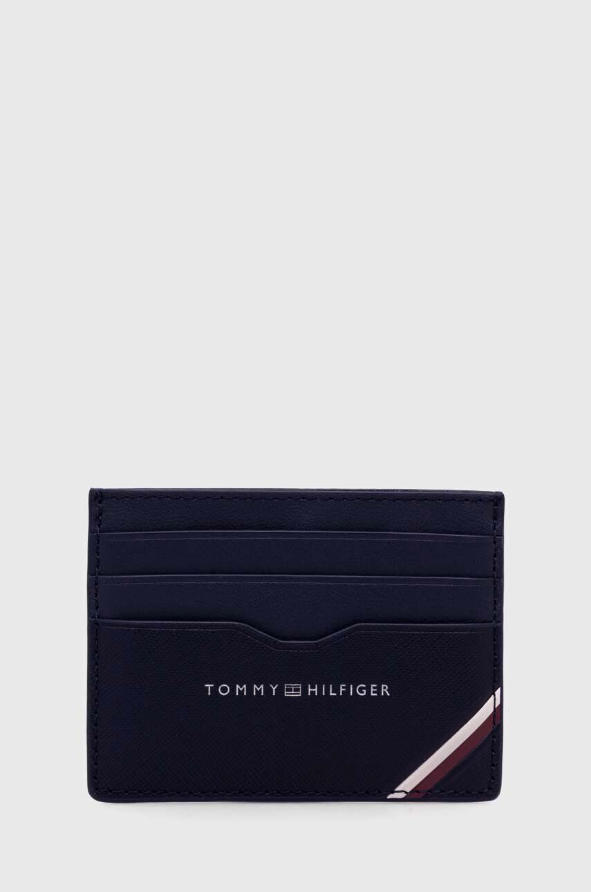 Tommy Hilfiger Kožené puzdro na karty tmavomodrá farba - Pepit.sk