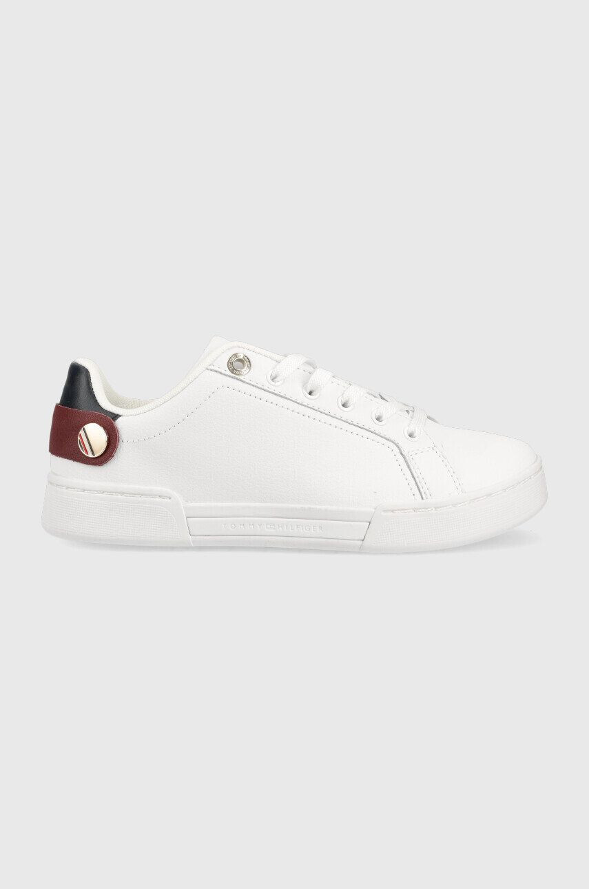 Tommy Hilfiger Kožené tenisky Button Detail Court Sneaker biela farba - Pepit.sk