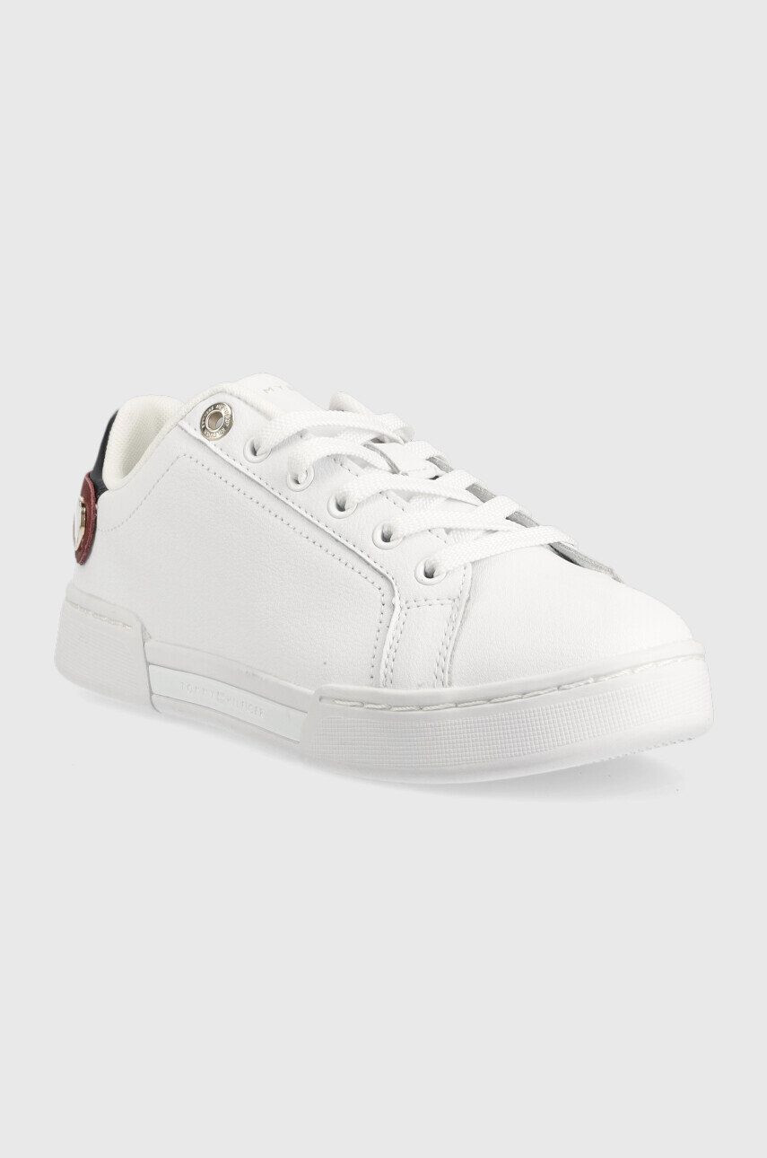 Tommy Hilfiger Kožené tenisky Button Detail Court Sneaker biela farba - Pepit.sk