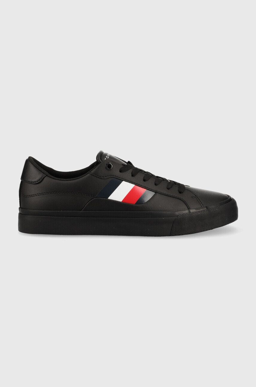 Tommy Hilfiger Kožené tenisky Core Stripes Vulc čierna farba - Pepit.sk