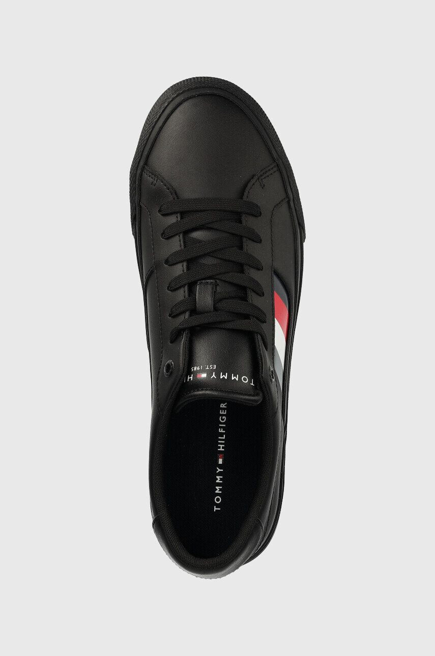 Tommy Hilfiger Kožené tenisky Core Stripes Vulc čierna farba - Pepit.sk