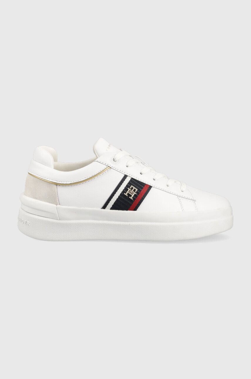 Tommy Hilfiger Kožené tenisky CORP WEBBING COURT biela farba FW0FW07387 - Pepit.sk