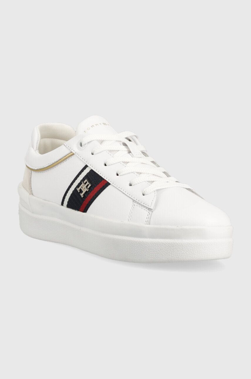 Tommy Hilfiger Kožené tenisky CORP WEBBING COURT biela farba FW0FW07387 - Pepit.sk