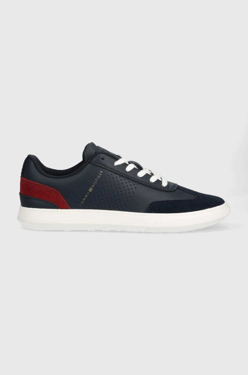 Tommy Hilfiger Kožené tenisky CORPORATE SEASONAL CUP LEATHER tmavomodrá farba FM0FM04491 - Pepit.sk