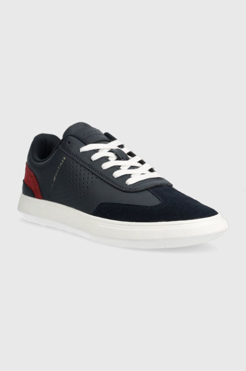 Tommy Hilfiger Kožené tenisky CORPORATE SEASONAL CUP LEATHER tmavomodrá farba FM0FM04491 - Pepit.sk