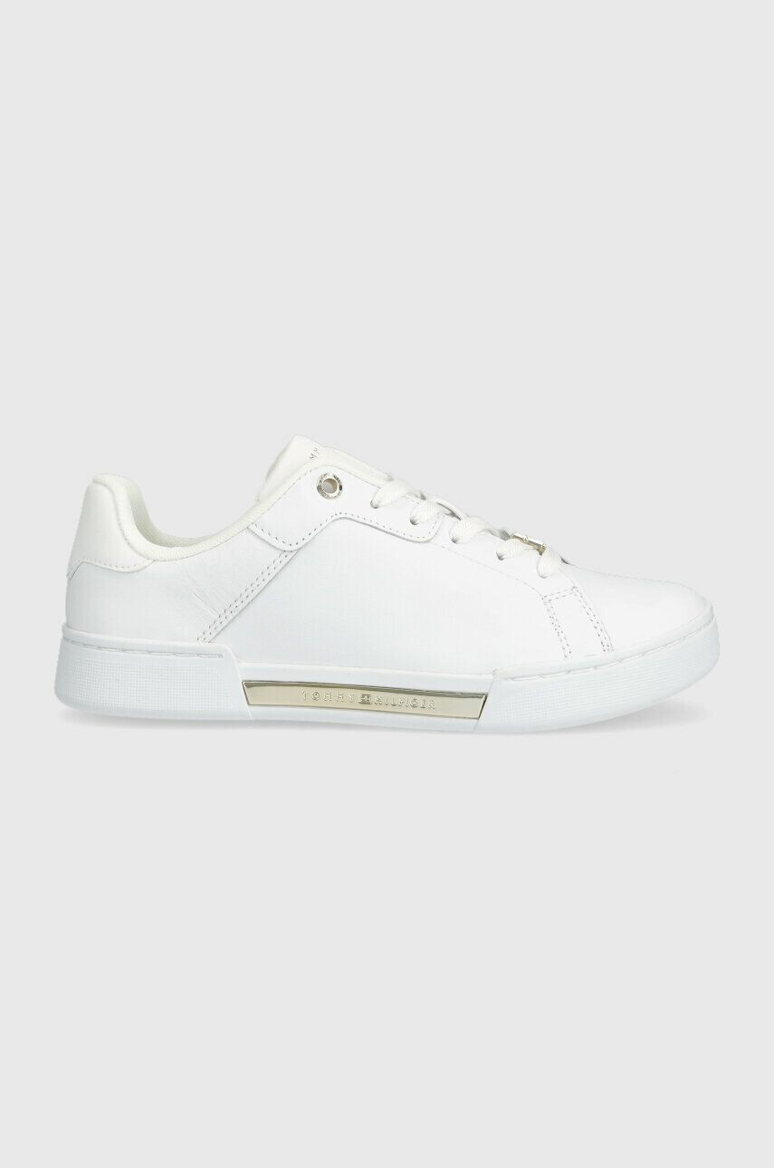 Tommy Hilfiger Kožené tenisky COURT SNEAKER GOLDEN TH biela farba FW0FW07116 - Pepit.sk