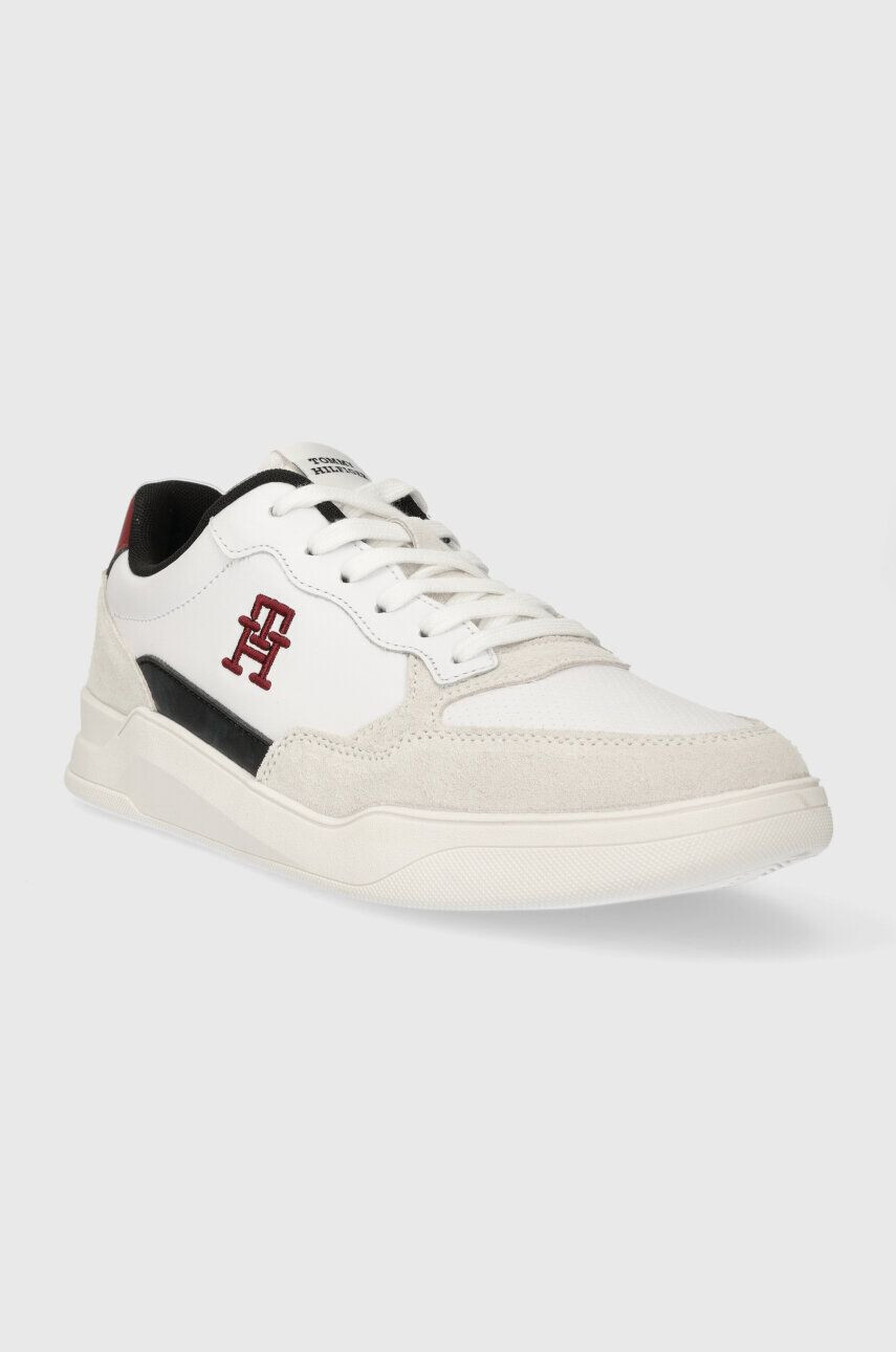 Tommy Hilfiger Kožené tenisky ELEVATED CUPSOLE LTH MIX biela farba FM0FM04929 - Pepit.sk