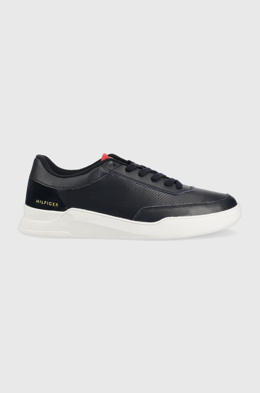 Tommy Hilfiger Kožené tenisky Elevated Cupsole Perf tmavomodrá farba - Pepit.sk