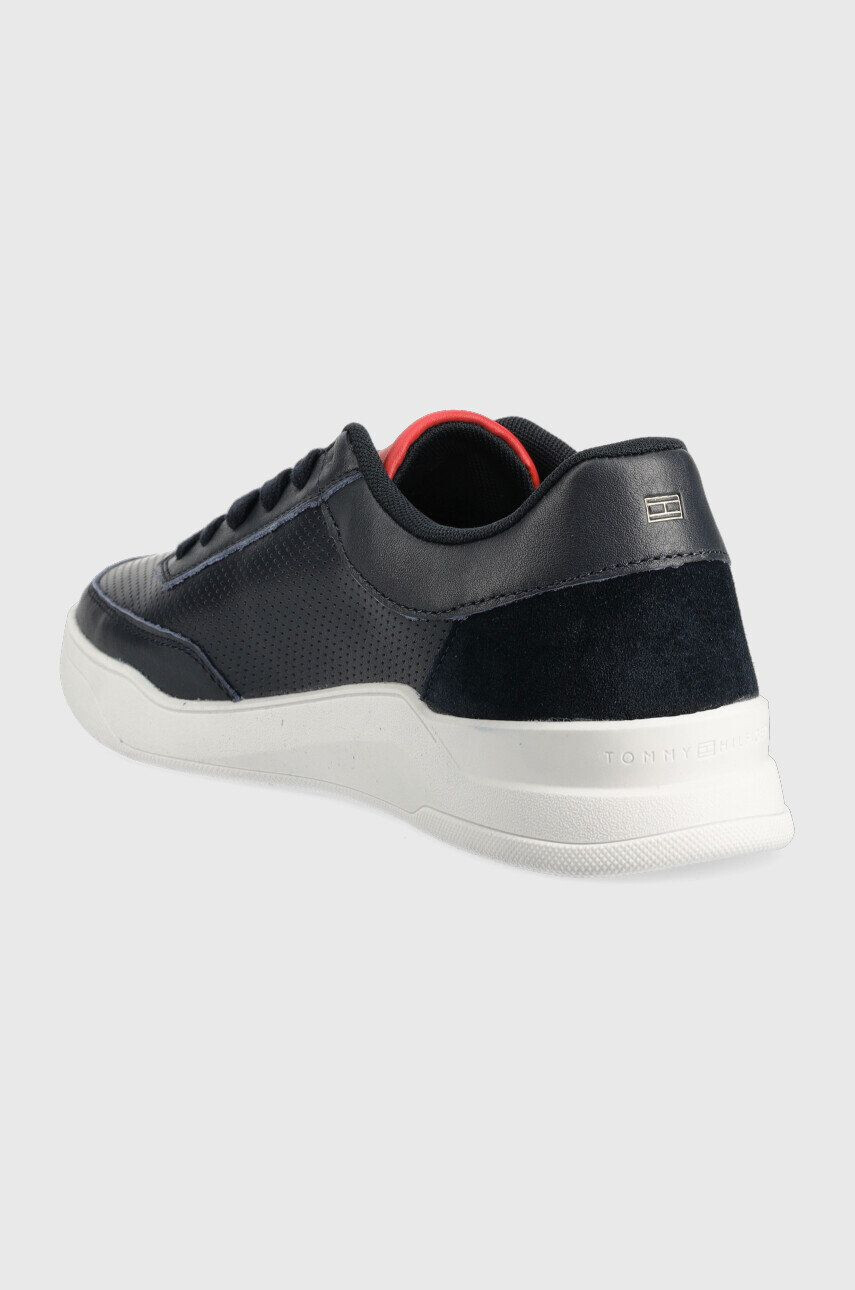 Tommy Hilfiger Kožené tenisky Elevated Cupsole Perf tmavomodrá farba - Pepit.sk