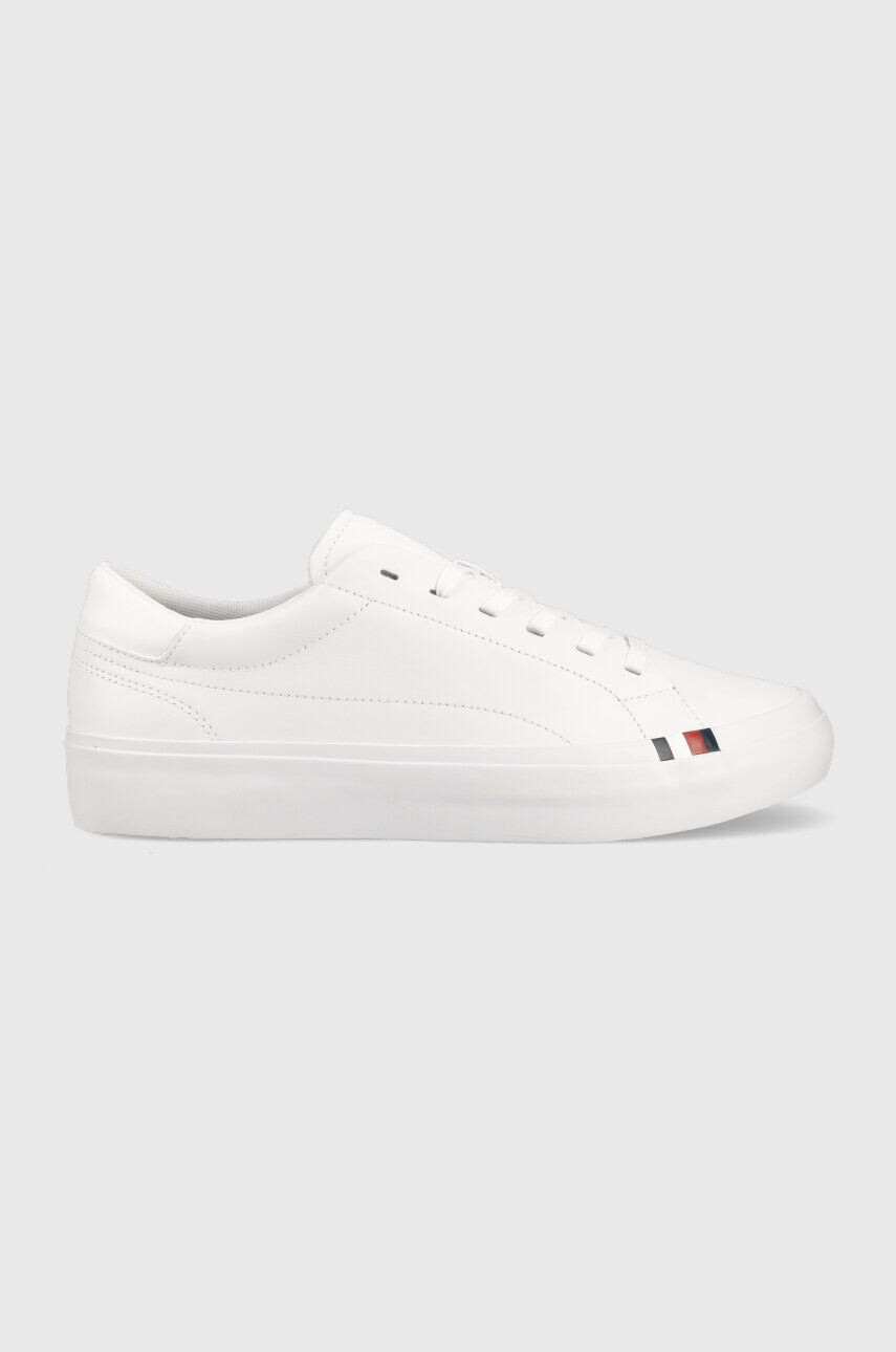 Tommy Hilfiger Kožené tenisky ELEVATED VULC LEATHER LOW biela farba FM0FM04418 - Pepit.sk