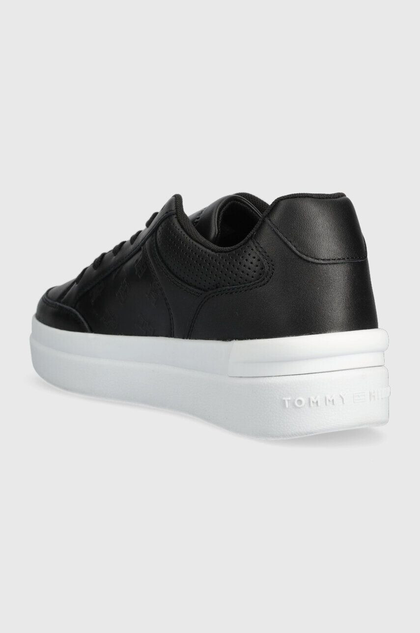 Tommy Hilfiger Kožené tenisky EMBOSSED COURT SNEAKER čierna farba FW0FW07297 - Pepit.sk