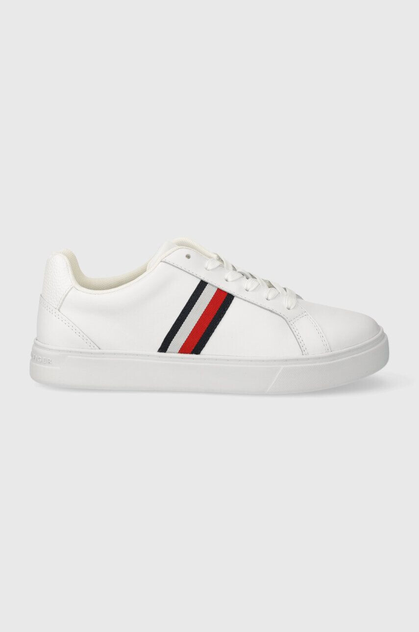 Tommy Hilfiger Kožené tenisky ESSENTIAL COURT SNEAKER STRIPES biela farba FW0FW07779 - Pepit.sk