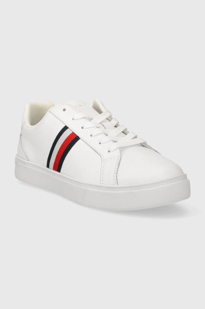 Tommy Hilfiger Kožené tenisky ESSENTIAL COURT SNEAKER STRIPES biela farba FW0FW07779 - Pepit.sk