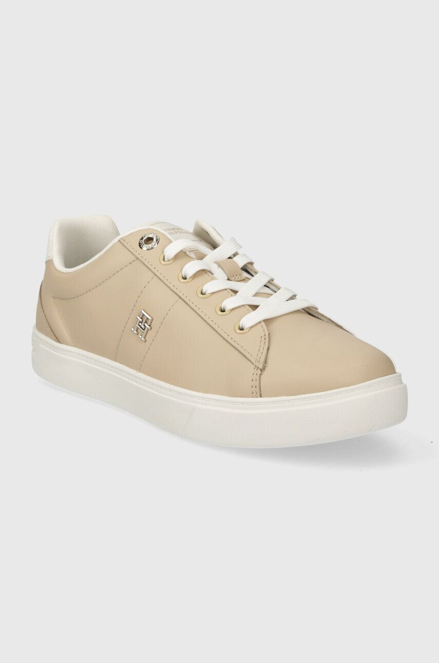 Tommy Hilfiger Kožené tenisky ESSENTIAL ELEVATED COURT SNEAKER béžová farba FW0FW07685 - Pepit.sk