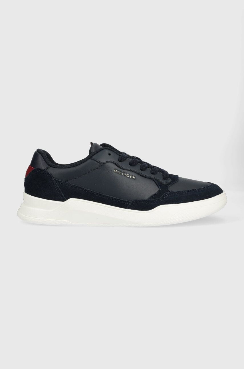 Tommy Hilfiger Kožené tenisky FM0FM04358 ELEVATED CUPSOLE LEATHER MIX tmavomodrá farba - Pepit.sk