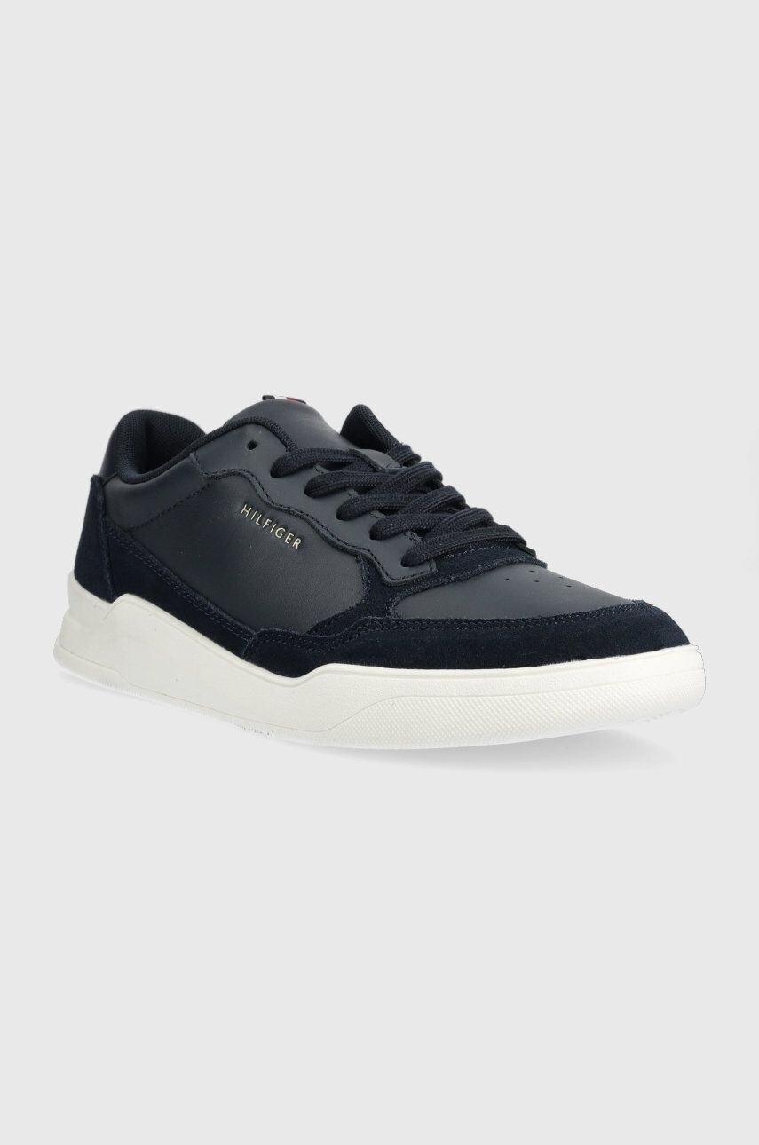 Tommy Hilfiger Kožené tenisky FM0FM04358 ELEVATED CUPSOLE LEATHER MIX tmavomodrá farba - Pepit.sk