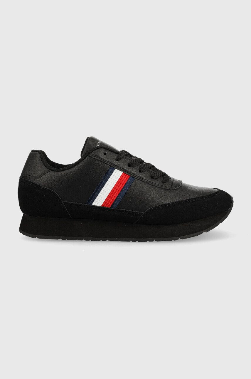 Tommy Hilfiger Kožené tenisky FM0FM04397 CORE EVA RUNNER CORPORATE LEA čierna farba - Pepit.sk