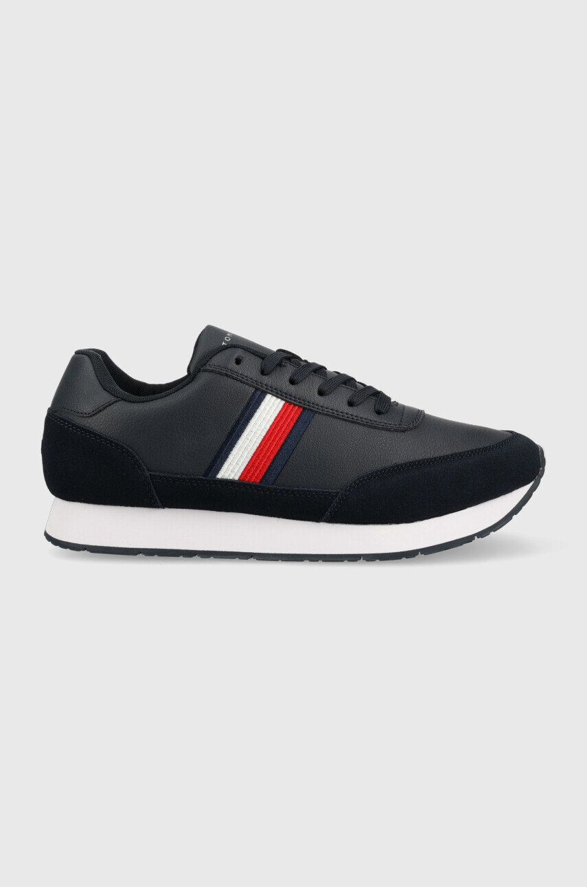 Tommy Hilfiger Kožené tenisky FM0FM04397 CORE EVA RUNNER CORPORATE LEA tmavomodrá farba - Pepit.sk