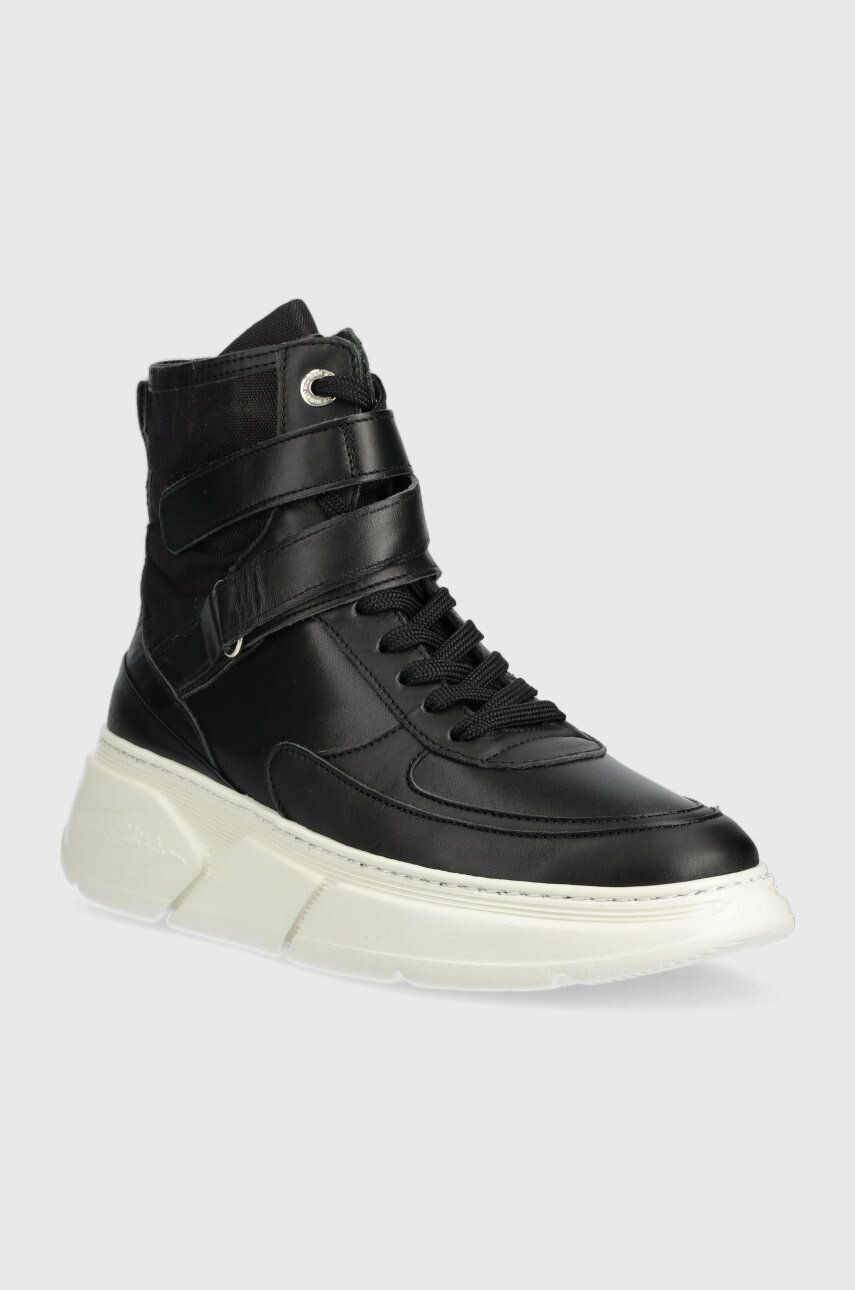 Tommy Hilfiger Kožené tenisky FW0FW06910 CHUNKY WARM SNEAKER HIGH čierna farba - Pepit.sk