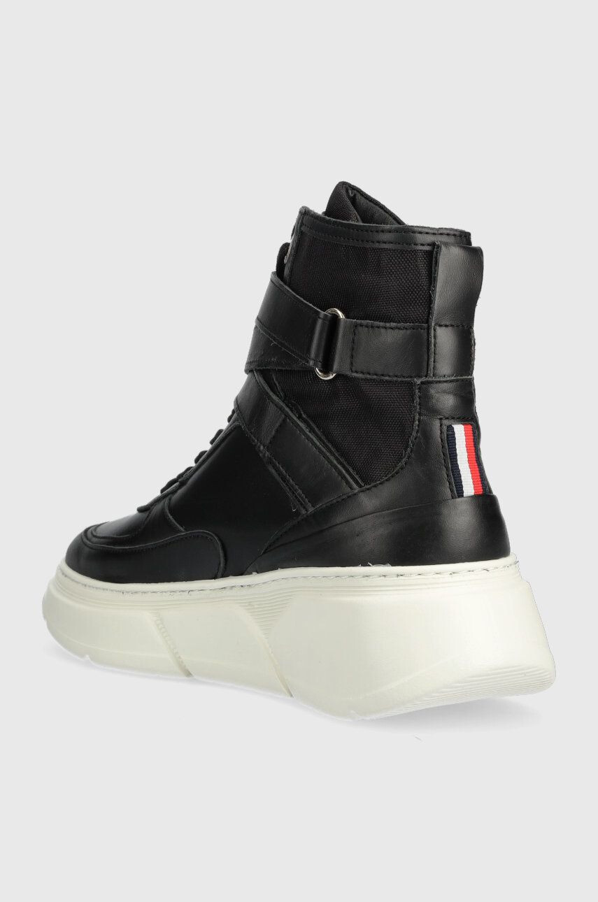 Tommy Hilfiger Kožené tenisky FW0FW06910 CHUNKY WARM SNEAKER HIGH čierna farba - Pepit.sk