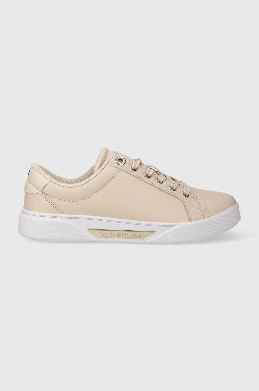 Tommy Hilfiger Kožené tenisky GOLDEN HW COURT SNEAKER béžová farba FW0FW07560 - Pepit.sk