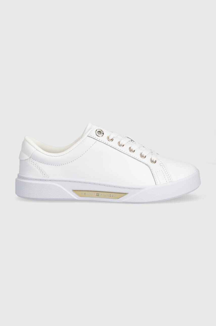 Tommy Hilfiger Kožené tenisky GOLDEN HW COURT SNEAKER biela farba FW0FW07560 - Pepit.sk