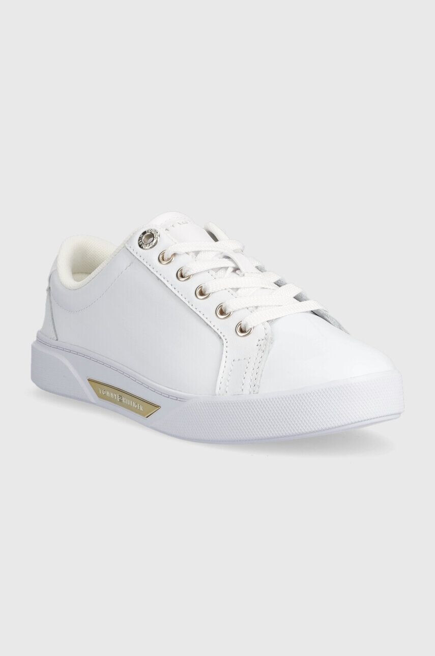 Tommy Hilfiger Kožené tenisky GOLDEN HW COURT SNEAKER biela farba FW0FW07560 - Pepit.sk