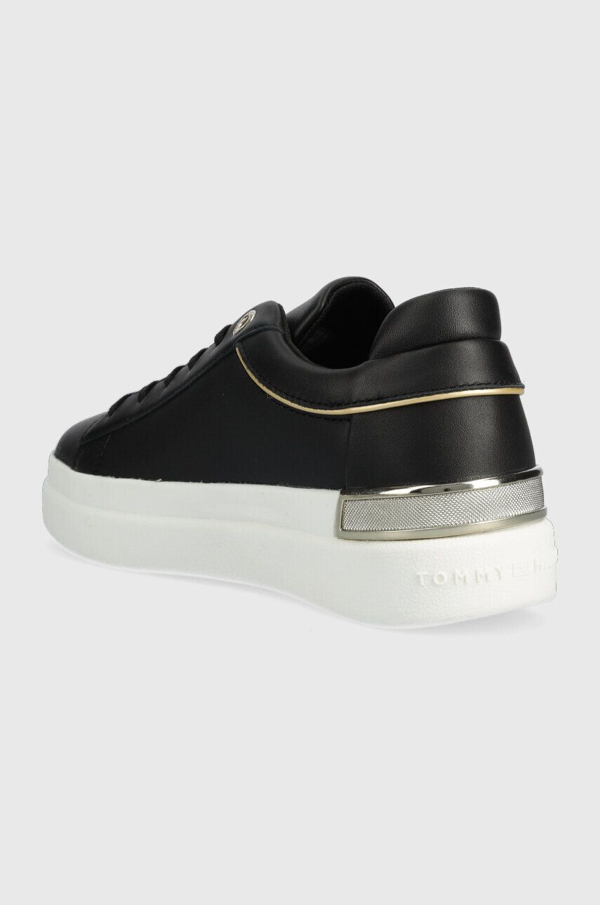 Tommy Hilfiger Kožené tenisky LUX METALLIC CUPSOLE SNEAKER čierna farba FW0FW07030 - Pepit.sk