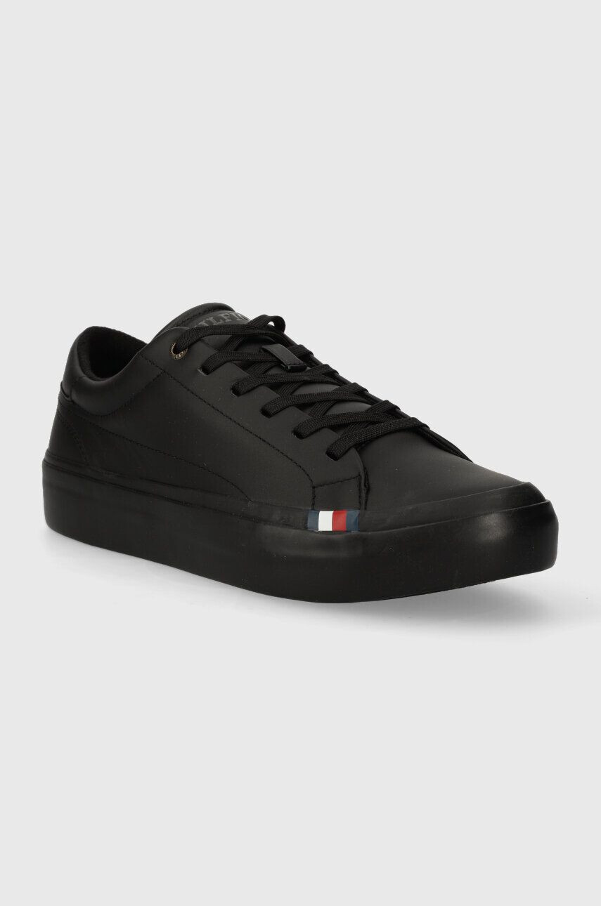 Tommy Hilfiger Kožené tenisky MODERN VULC LTH LOW WL čierna farba FM0FM04819 - Pepit.sk