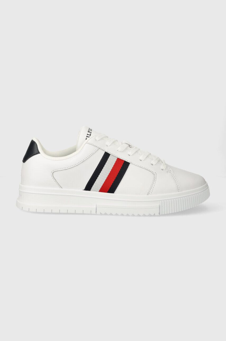 Tommy Hilfiger Kožené tenisky SUPERCUP LTH STRIPES ESS biela farba FM0FM04895 - Pepit.sk