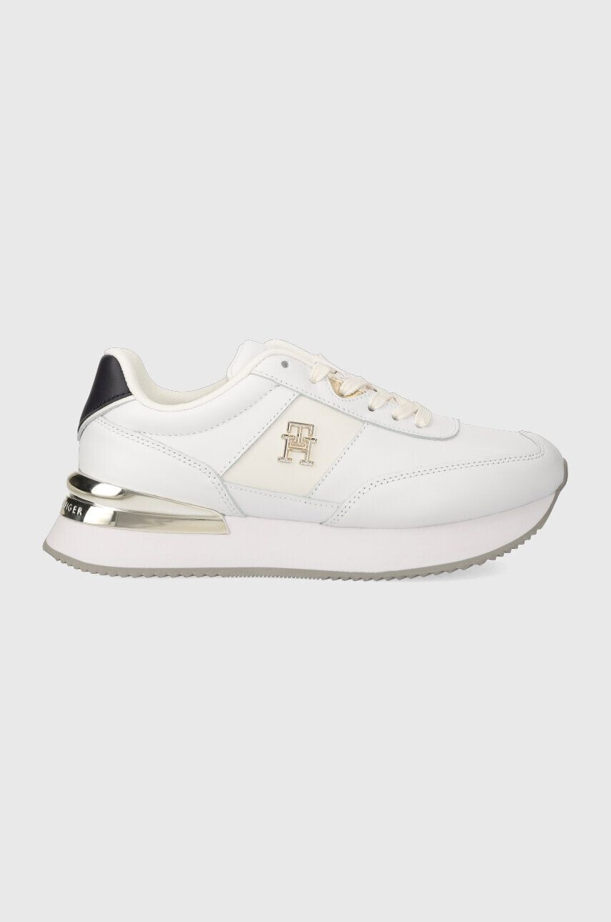 Tommy Hilfiger Kožené tenisky TH ELEVATED FEMININE RUNNER GLD biela farba FW0FW07306 - Pepit.sk