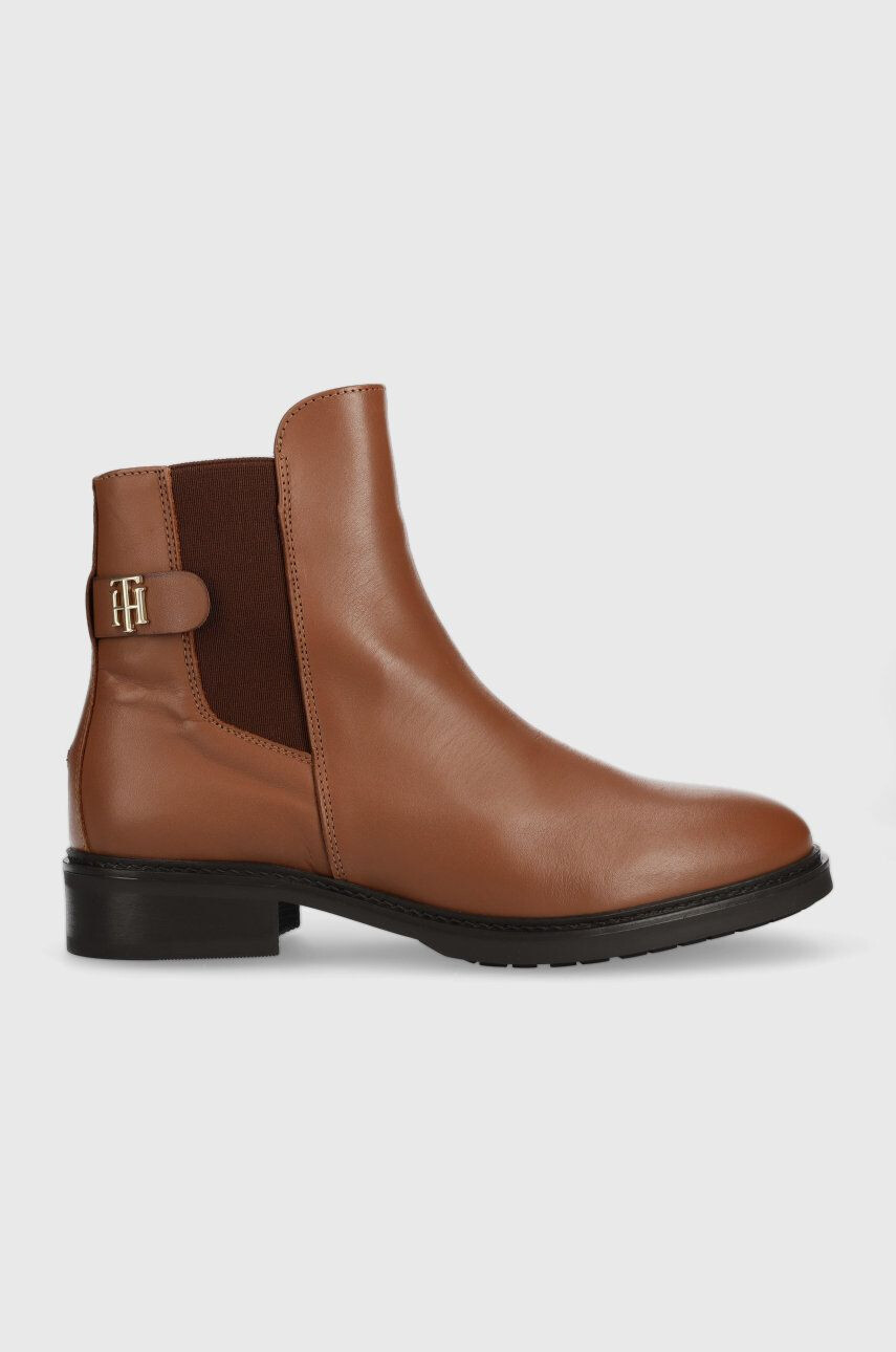 Tommy Hilfiger Kožené topánky chelsea Th Leather Flat Boot - Pepit.sk