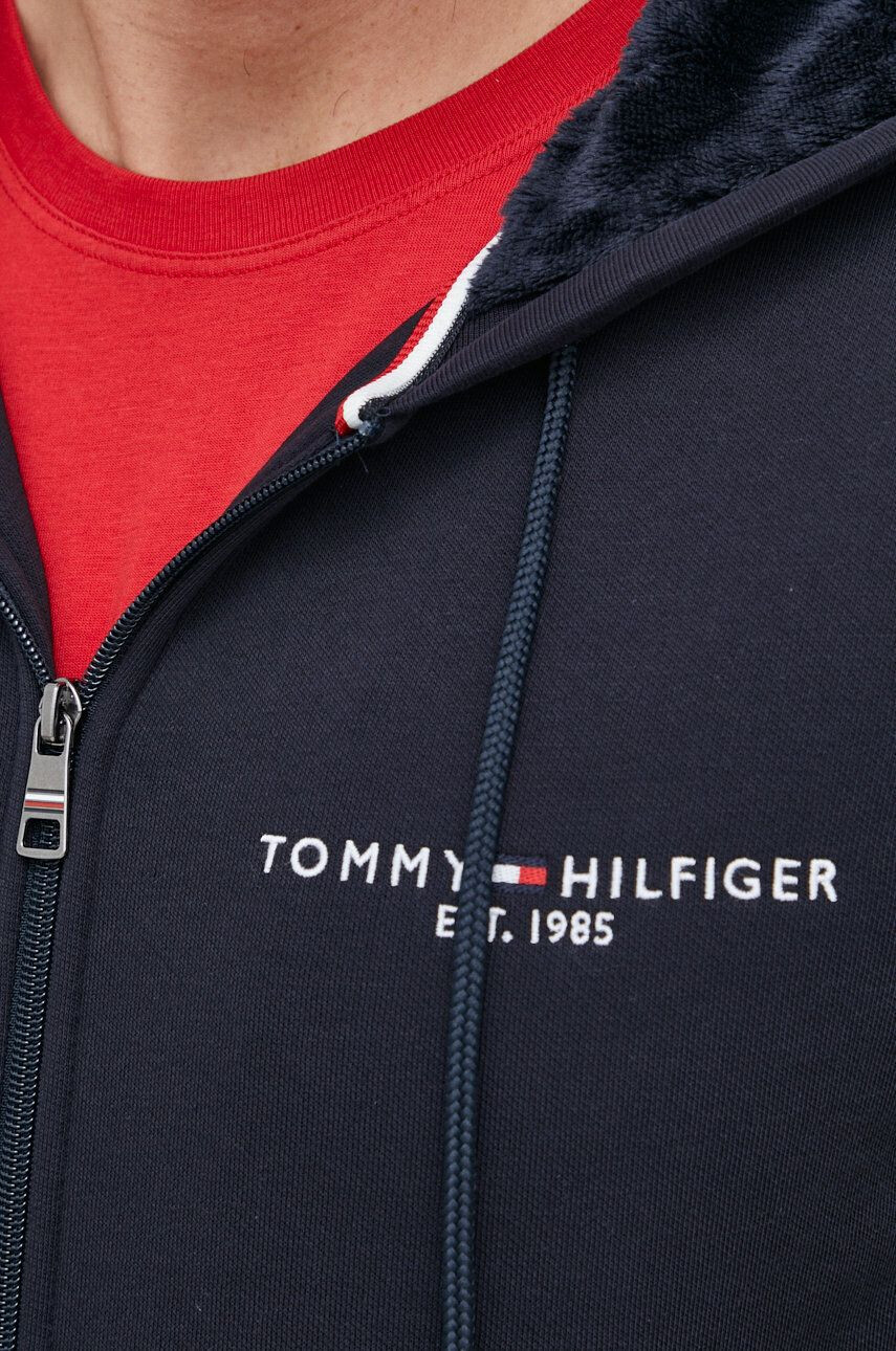 Tommy Hilfiger Mikina pánska tmavomodrá farba s kapucňou s nášivkou - Pepit.sk