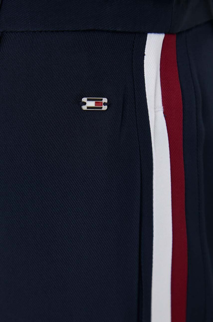 Tommy Hilfiger Nohavice dámske tmavomodrá farba široké vysoký pás - Pepit.sk