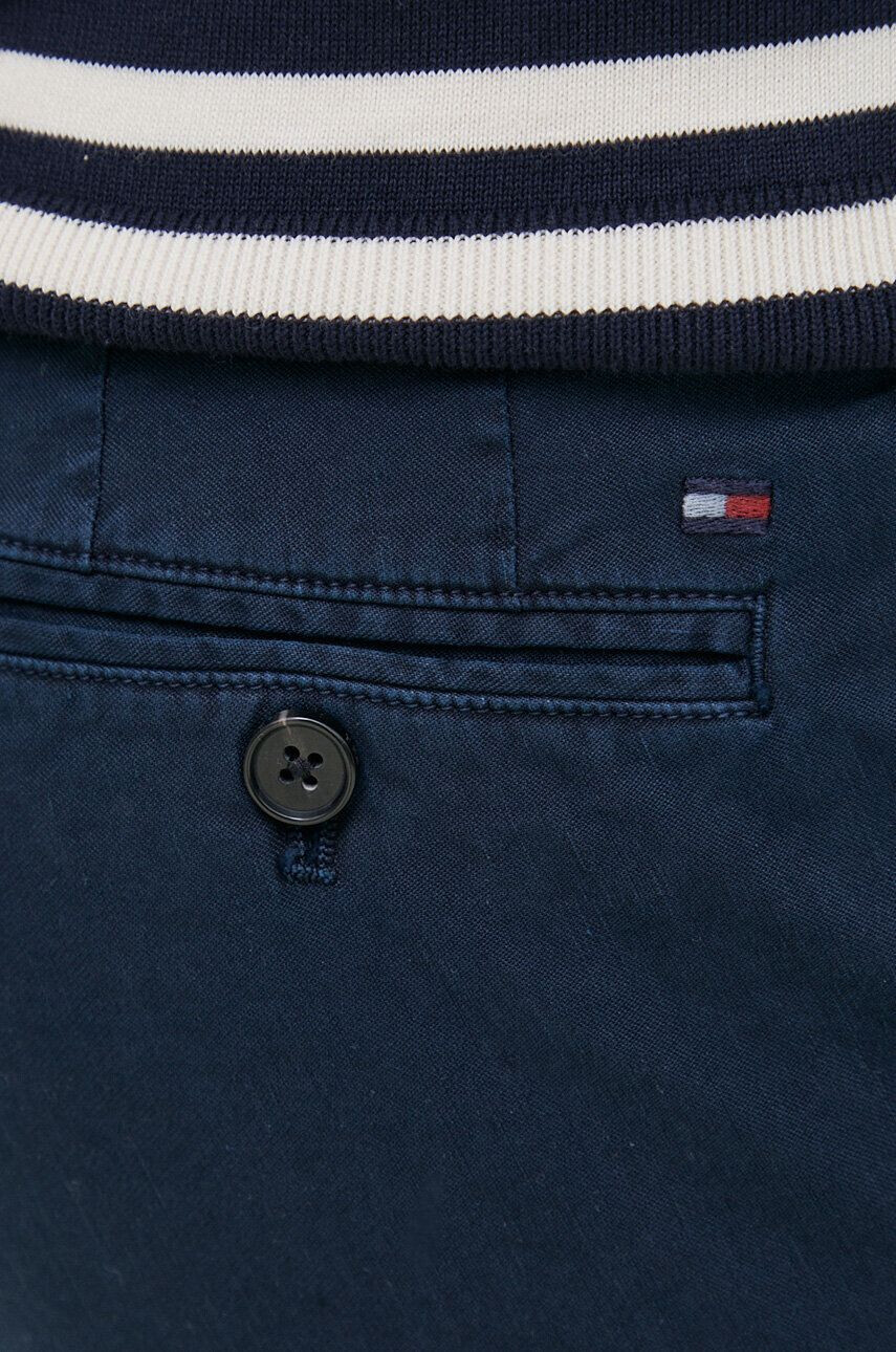 Tommy Hilfiger Nohavice s prímesou ľanu tmavomodrá farba strih chinos - Pepit.sk