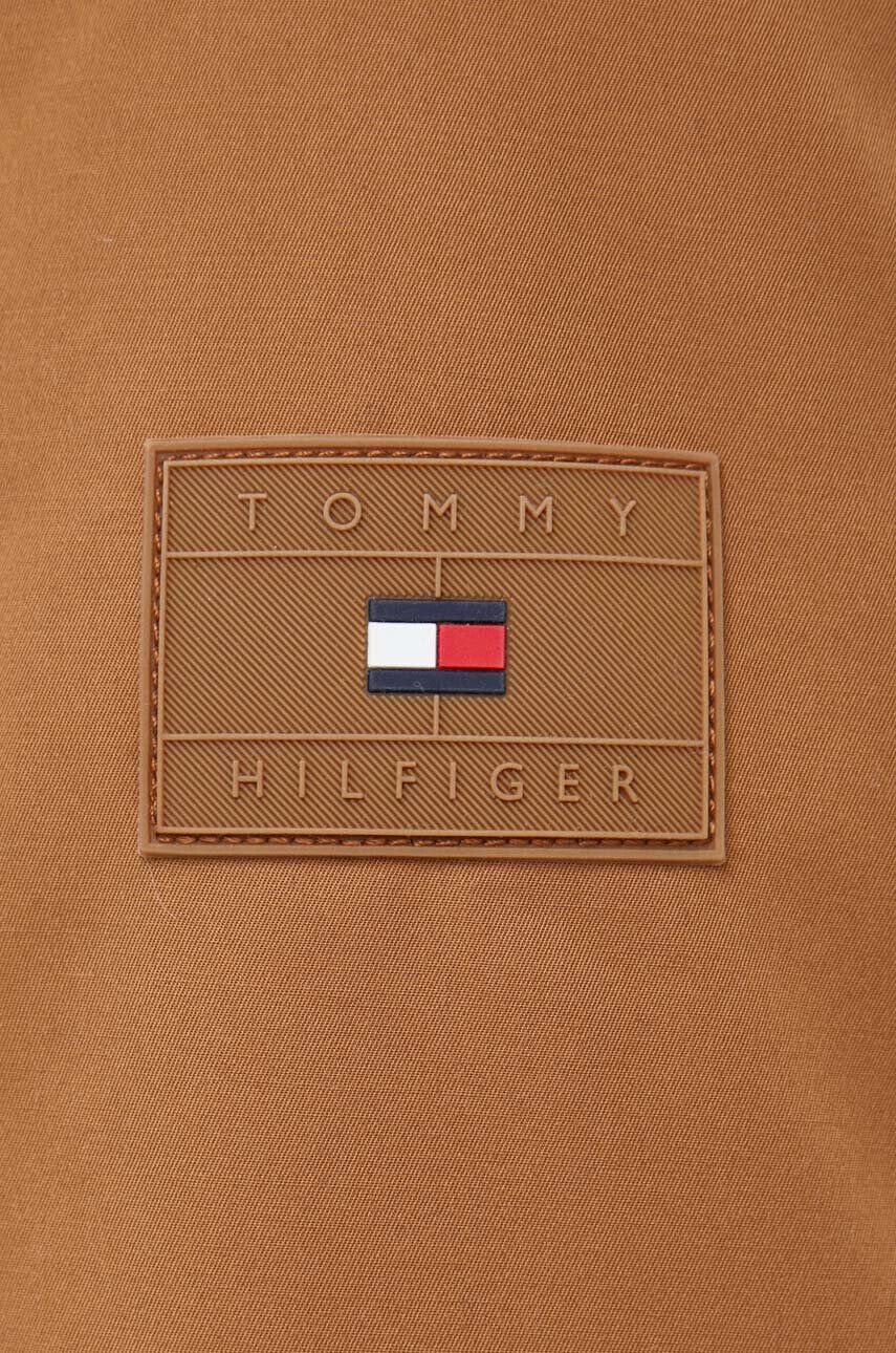 Tommy Hilfiger Páperová bunda pánska hnedá farba zimná - Pepit.sk