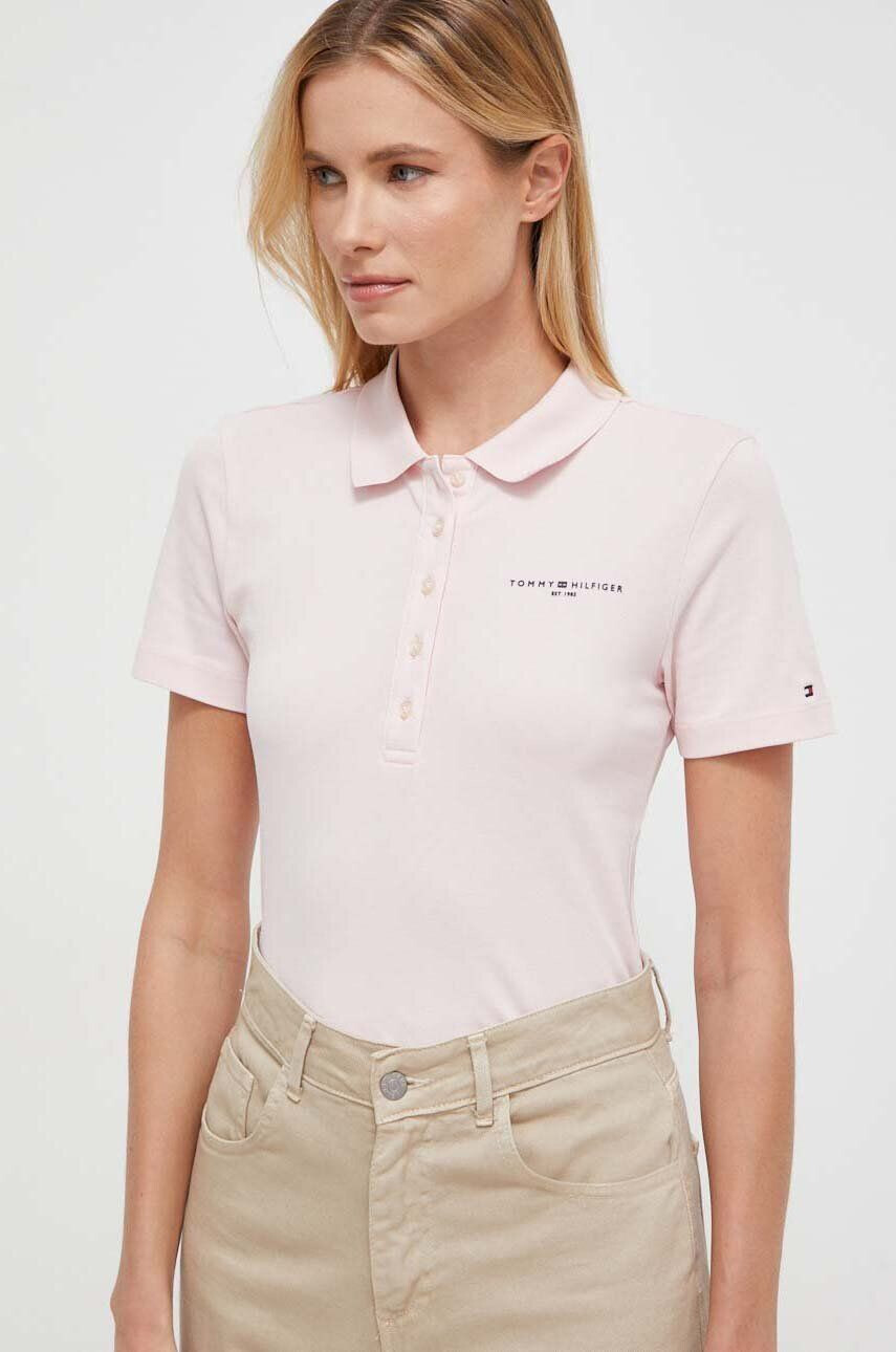 Tommy Hilfiger Polo tričko dámsky ružová farba - Pepit.sk