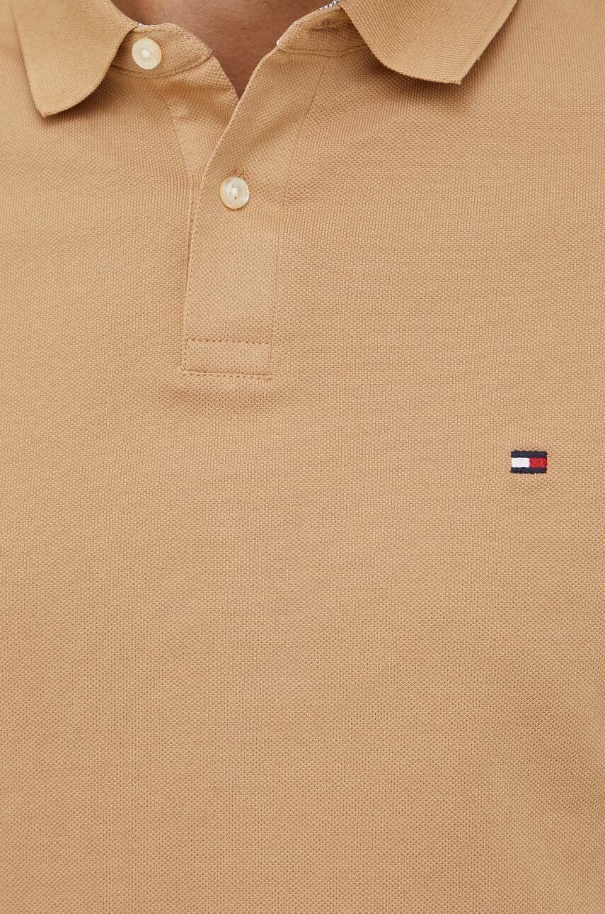 Tommy Hilfiger Polo tričko pánsky hnedá farba jednofarebný - Pepit.sk