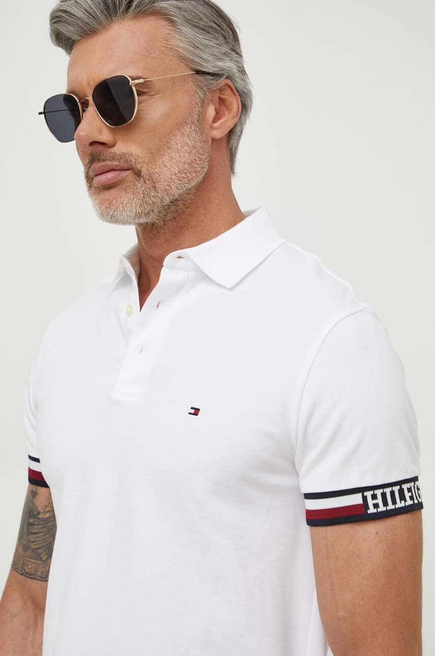 Tommy Hilfiger Polo tričko pánsky biela farba s nášivkou - Pepit.sk